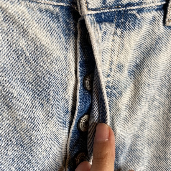 PacSun light wash distressed hi rise raw hem jeans button fly size 27 New - Picture 3 of 8